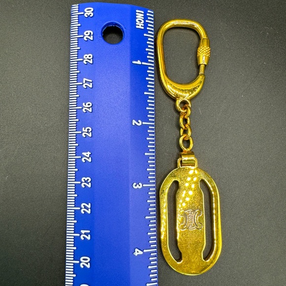 CELINE 24-Karat Gold-Plated Triomphe Keychain or Bag Charm, GUC - Picture 5 of 12